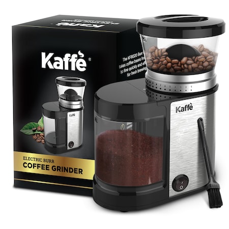 Kaffe Electric Burr Coffee Grinder. 20 Settings (4.5oz Capacity) Stainless Steelc, Cleaning Brush Included KF8020
